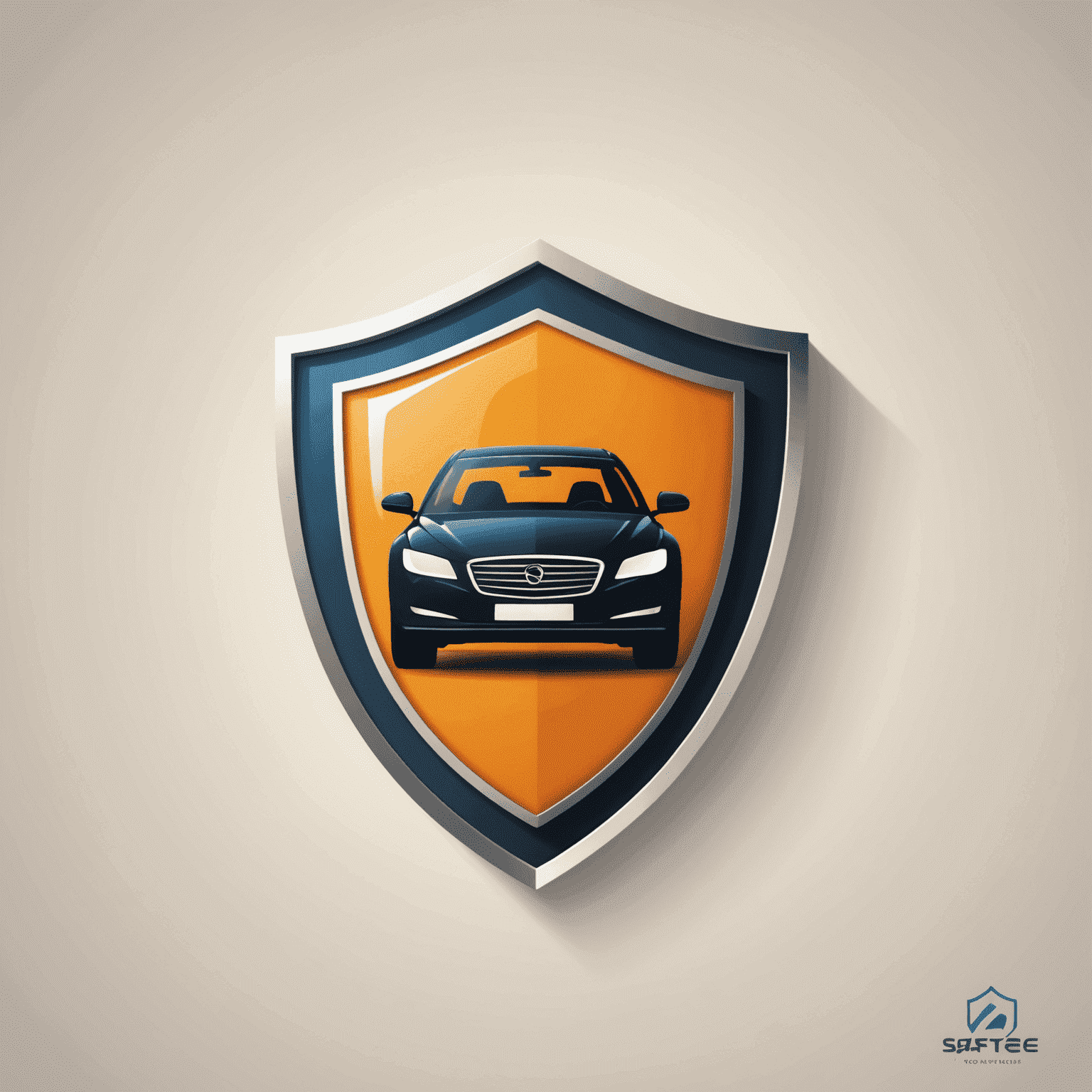 Saferoute logo: A stylized shield with a car silhouette inside, representing protection and automotive insurance