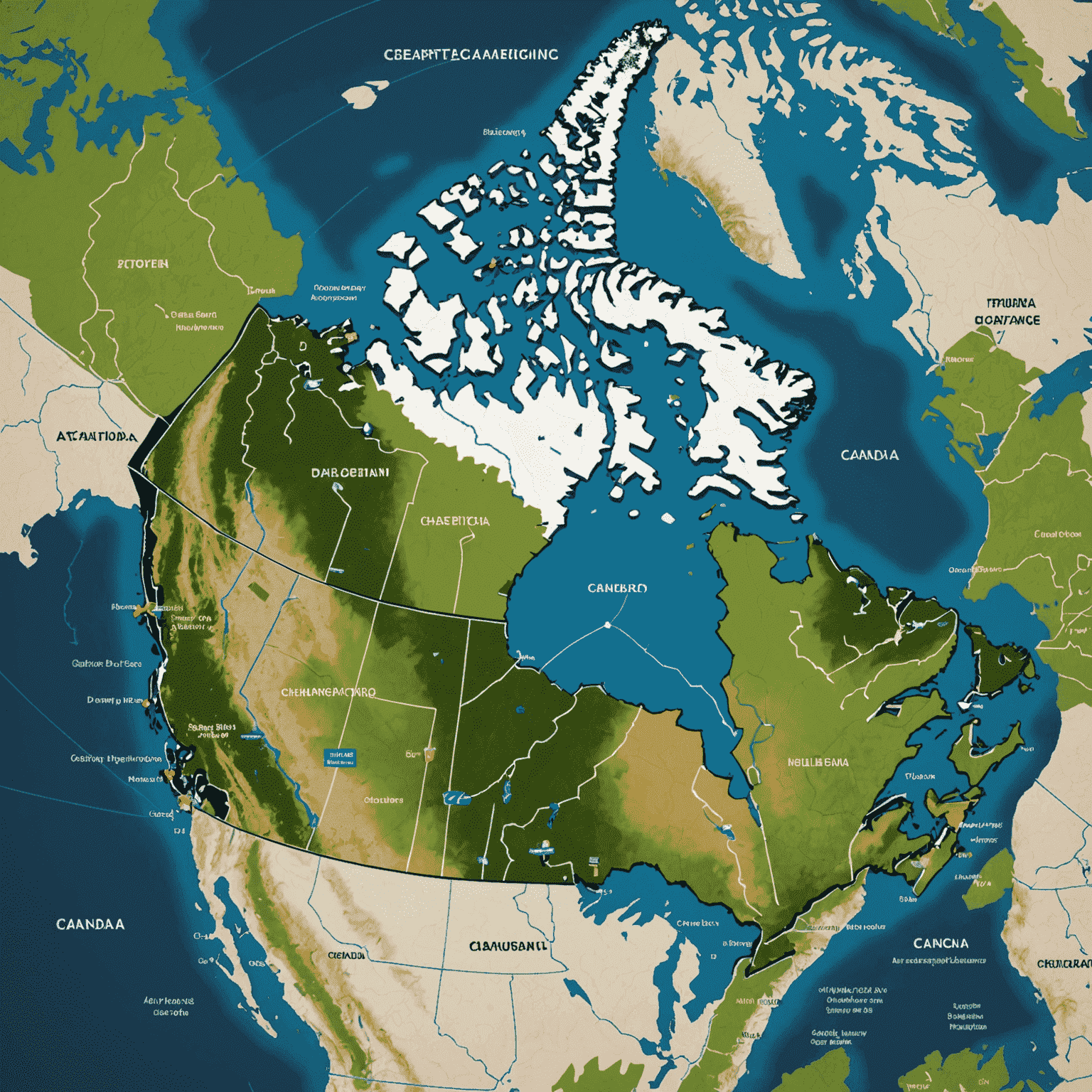 Map of Canada showing the extensive coverage of EV charging stations, with pins representing charging locations in major cities and along highways